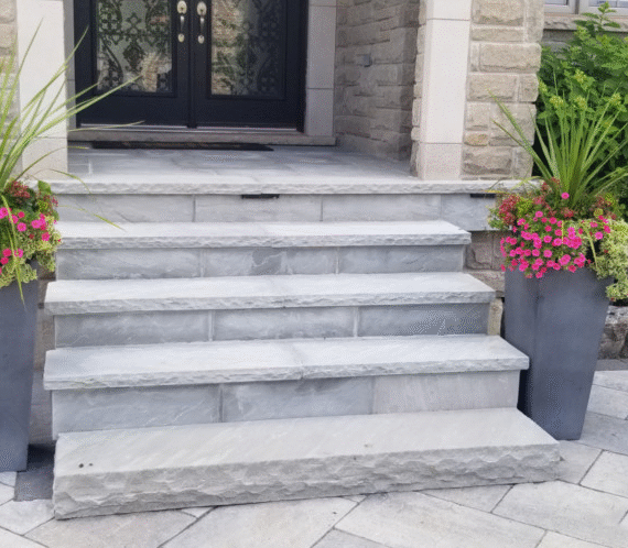 Kandla Grey Sandstone 50mm Rockface - Steps & Wall Coping